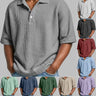 DAXERION - Men's Summer Basic Style Waffle Pattern Button Collar POLO Shirt Short Sleeve New Top